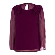 Elegante Paarse Blouse met Lange Mouwen Fracomina , Purple , Dames