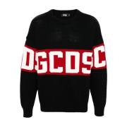 Zwarte Band Logo Sweater Gcds , Black , Heren