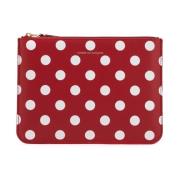 Polka Dot Leren Pouch Tas Comme des Garçons , Red , Dames