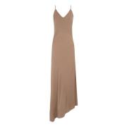 Zijden stretchjurk Asymmetrische zoom Cortana , Brown , Dames