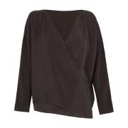 Zijden Kruisblouse Grafiet Cortana , Black , Dames