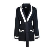 Zwarte Cardigan met Bicolor Logo Banden Elisabetta Franchi , Black , D...