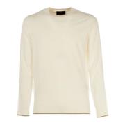 Katoenen Crewneck Sweater Wit Outlet Liu Jo , Beige , Heren