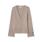 Zachte Merinowol V-hals Cardigan Busnel , Beige , Dames