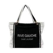 Logo Tote Bag Zwart/Wit Saint Laurent , Black , Dames