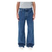 Blauwe Gebruikte Grote Fit Jeans Ami Paris , Blue , Heren