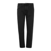 Vintage Stretch Zwarte Broek Incotex , Black , Heren