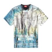 Gemetalliseerd Print Katoenen T-Shirt Diesel , Multicolor , Heren