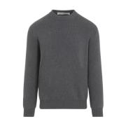 Donkergrijs Katoenen Crewneck Logo Golden Goose , Gray , Heren