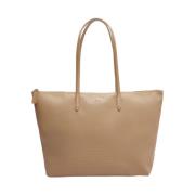 Sportieve Beige Shopper met Tennis-geïnspireerd Ontwerp Lacoste , Beig...