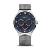 Klassiek Milanese Zilveren Quartz Horloge Bering , Blue , Heren