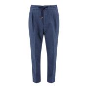 Katoenen broek met frontale plooien Brunello Cucinelli , Blue , Heren