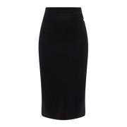 Elegante Longuette Rok met Metalen Monogram Dolce & Gabbana , Black , ...