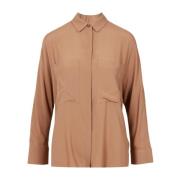 Oriana Crepe de Chine Shirt Semicouture , Brown , Dames