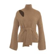 Bruine Gebreide Trui Aw24 Handwas Akep , Brown , Dames