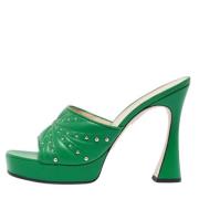 Pre-owned Leather sandals Gucci Vintage , Green , Dames