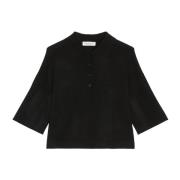 Fijngebreid poloshirt los Marc O'Polo , Black , Dames