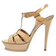 Pre-owned Leather sandals Yves Saint Laurent Vintage , Beige , Dames