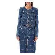 Blauwe Strik Denim Jack Buitenkleding Self Portrait , Blue , Dames