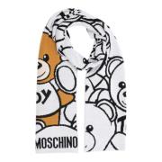 Abstract Multikleur Teddybeer Wollen Sjaal Moschino , White , Dames