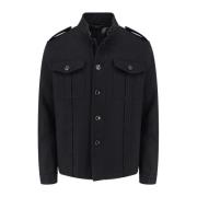 Wollen jas met leren details Tom Ford , Black , Heren