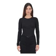 Elegante Zwarte Lurex Dames Top Just Cavalli , Black , Dames