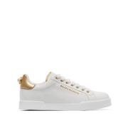 Witte Leren Portofino Sneakers Dolce & Gabbana , White , Dames