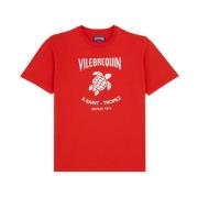 Heren Logo Print Katoenen T-Shirt Vilebrequin , Red , Heren