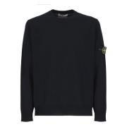 Blauwe Crewneck Sweater met Logo Patch Stone Island , Blue , Heren