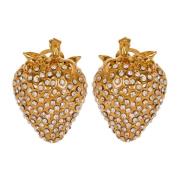 Aardbei messing en strass oorbellen Balmain , Yellow , Dames