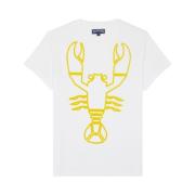 Heren Kreeft Print Biologisch Katoen T-Shirt Vilebrequin , White , Her...