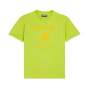 Heren Logo Print Katoenen T-Shirt Vilebrequin , Green , Heren