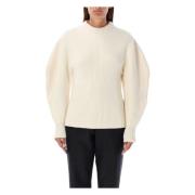 Ballonmouw Gebreide Chalk Sweater Jil Sander , Beige , Dames