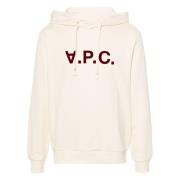 Unisex Logo Flocked Hoodie A.p.c. , Beige , Heren