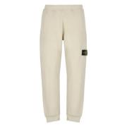 Beige Katoenen Broek met Iconische Patch Stone Island , Beige , Heren