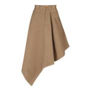 Asymmetrische geplooide rok van katoenen canvas Balmain , Beige , Dame...