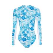 Tahiti Flowers Rashguard met Lange Mouwen voor Dames Vilebrequin , Blu...