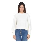 Cropped Crewneck Sweater Ivory Elisabetta Franchi , White , Dames