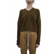 Chiné Honey V-Neck Alpaca Wool Sweater Rick Owens , Green , Dames