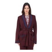 Bordeaux Cardigan met Bicolor Banden Elisabetta Franchi , Brown , Dame...