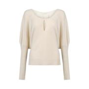 Ivoor Drop-Neck Trui met Ballonmouwen Mes Demoiselles , Beige , Dames