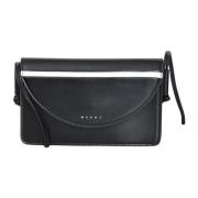 Zwarte Dames Pochette met Glanzende Afwerking Marni , Black , Dames