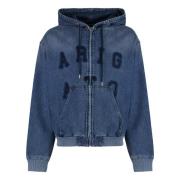 Denim Hoodie Jack Ribbed 100% Katoen Axel Arigato , Blue , Heren