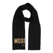 Effene Wollen Sjaal met Logo Detail Moschino , Black , Dames