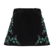 A-lijn rok in braam-geborduurd fluweel Balmain , Black , Dames