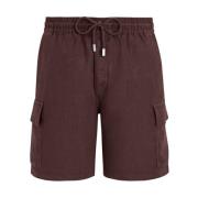 Solide Linnen Cargo Bermuda Shorts Vilebrequin , Brown , Heren