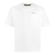 Geribbelde Crew-Neck T-shirt Palm Angels , White , Heren