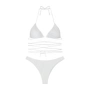 Witte Triangelbikini met Amerikaanse Vaste Slip Me-Fui , White , Dames