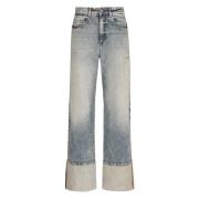 Versleten Wide-Leg Jeans Icon Denim , Blue , Dames