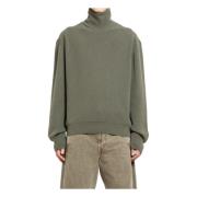 Ribgebreide Turtleneck Trui Lemaire , Green , Heren